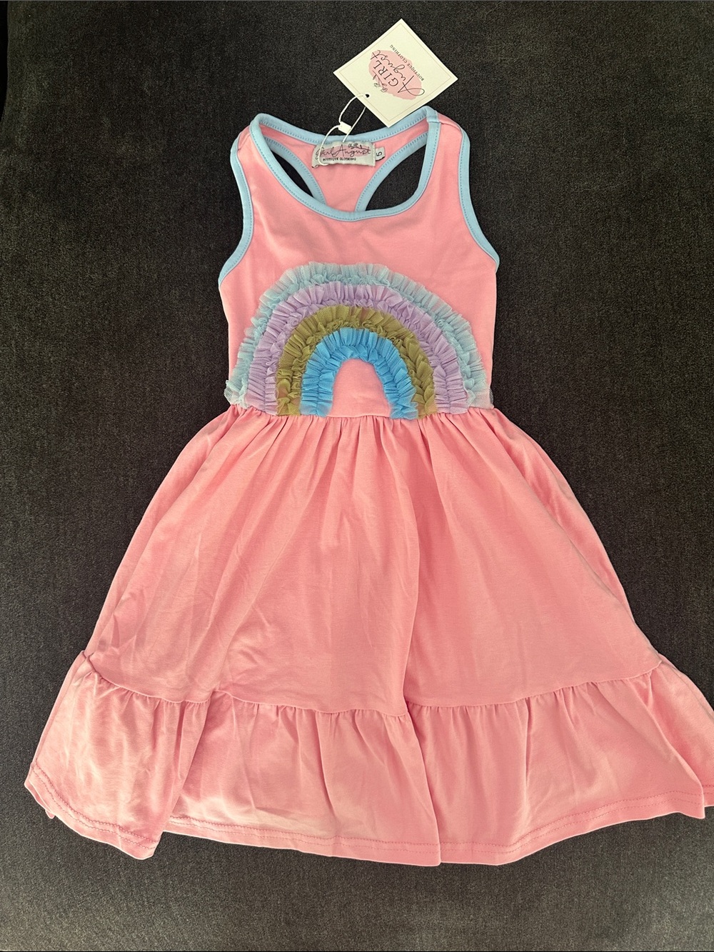 Girl August Pink Rainbow Tank Dress, 5